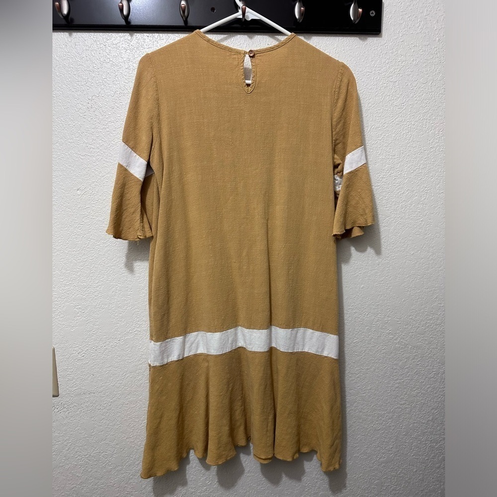 Ces Femme Cotton Boho Mustard and Cream Midi dress-S - Picture 4 of 7